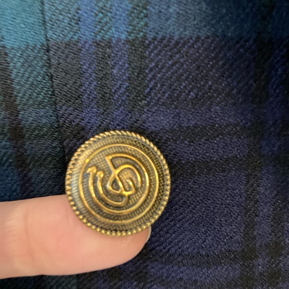 Vintage Giorgio Sant’ Angelo Wool Green Black Plaid Blazer 10 - Picture 9 of 11